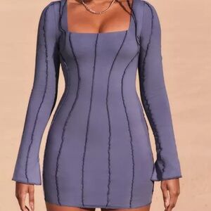 Oh polly exposed seam square neck mini dress